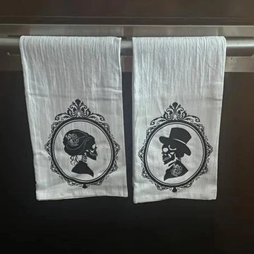 His Her Kitchen Towel happy Halloween party dinner Gothic couple wedding bridal shower Decoration wife husband bride groom Gift