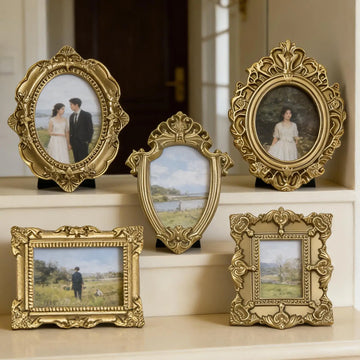 9/5pcs Retro Mini Picture Frames Gold Antique Photography Decor  Wall lace photo frame for Photography Props DIY Jewelry display