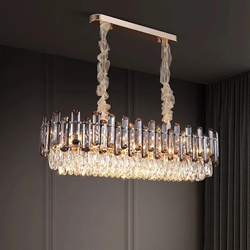 Modern Luxury Crystal Led Pendant Lights Villa Living Dining Room Decor Chandelier Lighting Lustre Bedroom Hanging Lamp Fixtures