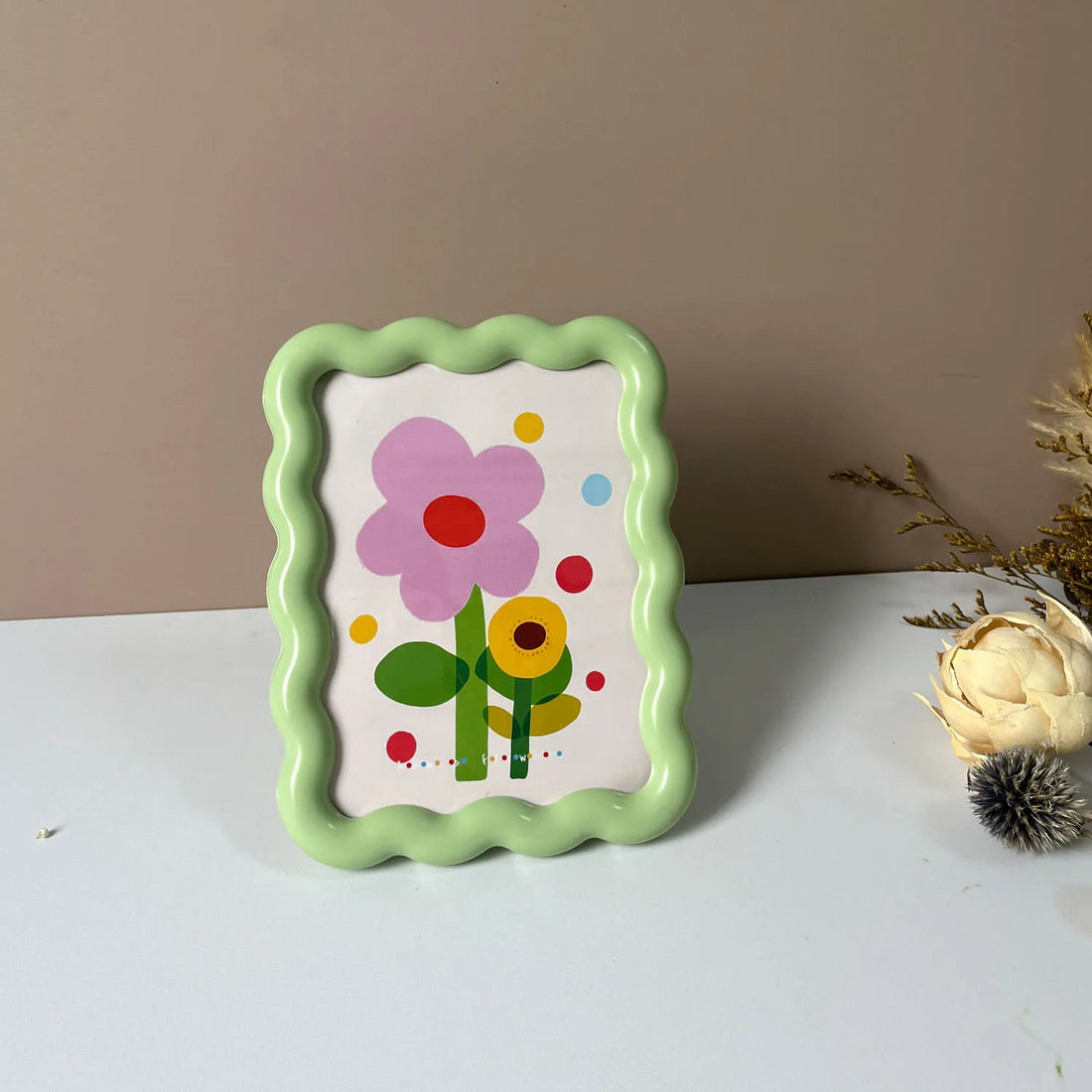 6 Inch Wavy Picture Frame | Nordic Aesthetic Squiggle Photo Holder for Desktop & Wall | Cute Colorful Funky Room & Home Decor