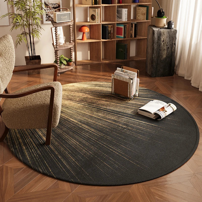 Light Luxury Bedroom Decor Round Carpet Modern Style Carpets for Living Room Washable Bedside Soft Floor Mat Anti-slip Study Rug