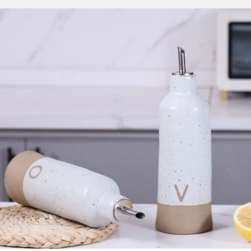 Nordic Ceramic 600ml Oil Bottle Sauce Vinegar Pot Modern Oil Pot Portable Household Kitchen Luid Dispener Kitchen Supplies