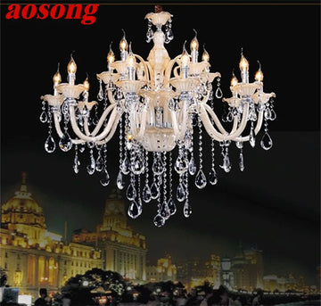 AOSONG European style Chandelier Lamps LED Candle Crystal Pendant Lights Luxury Decorative Fixtures for Home Hotel Hall