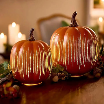 1pcs Starry Night Glass Pumpkins, Twinkle Light Pumpkins, Magical Fall Halloween Lamps for Outdoor Decoration