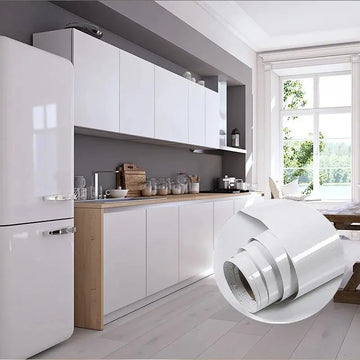 Pearl White DIY Decorative Film PVC Self Adhesive Wall Paper Furnitures Renovation Stickers Kitchen Cabinet Waterproof Wallpaper