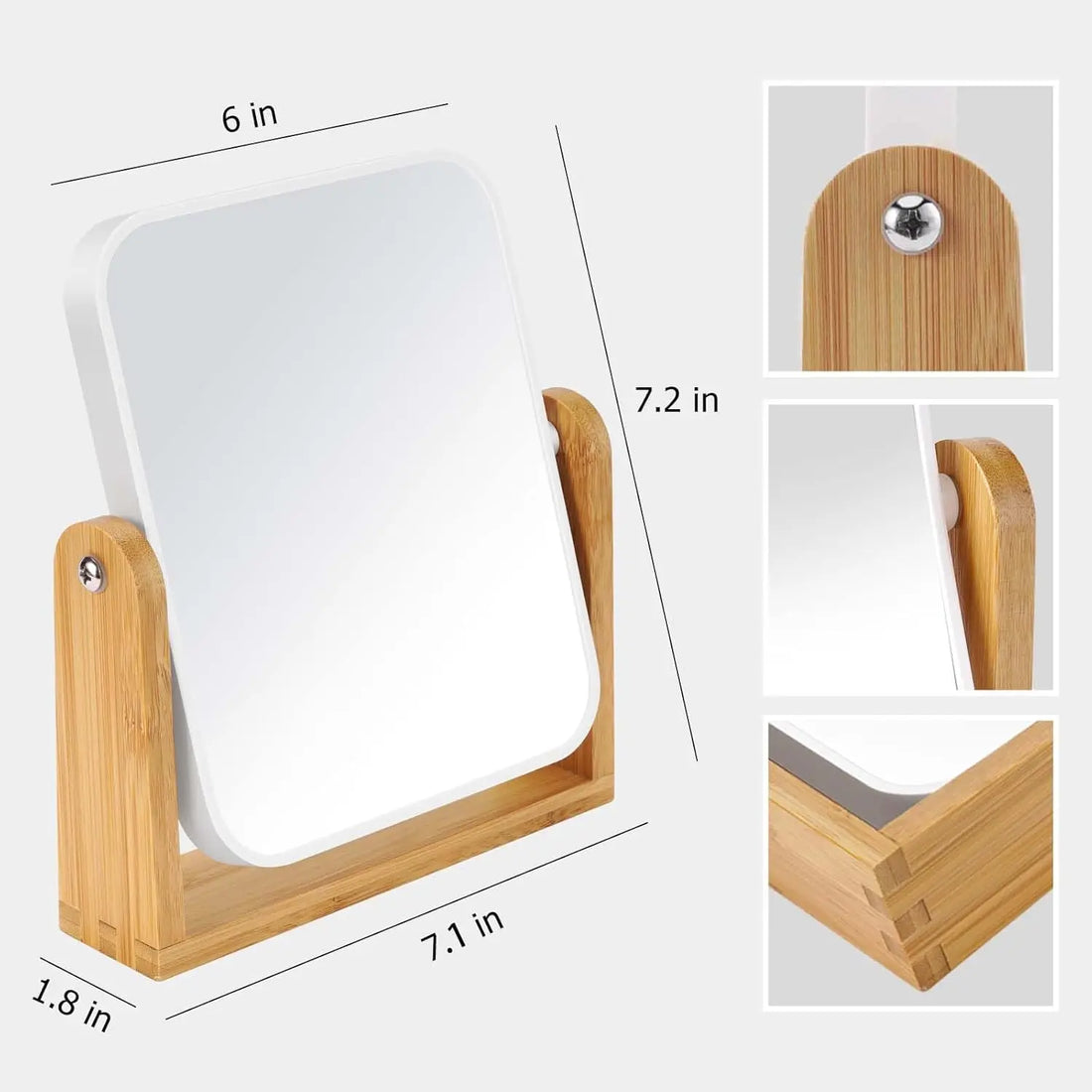 Travel Makeup Mirror with Stand 1X/3X Magnifying Double Sided 8 Inch Portable Table Desk Countertop Bathroom Shaving Mirror