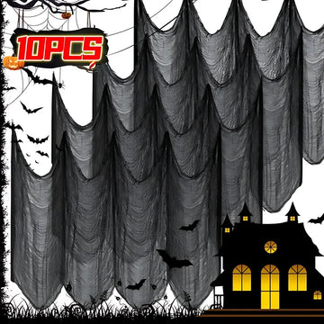 10/1PCS Black Creepy Cloths 76x198cm Mesh Cheesecloths Halloween Party Gauze Netting Spider Web Wall Gauze Terror Scene Props