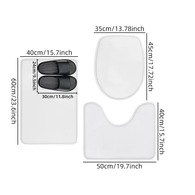Daisy flower printed floor mat set, bathroom non slip mat, shower small carpet, toilet seat cushion, door mat, machine washable