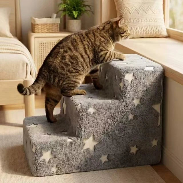 3/4 Noctilucent Star Shape Pets Steps Foam Dogs Secure Stairs Ramps Non-Slip Pet Steps for Protect Older Dogs Pet Sofa Bed Ladde