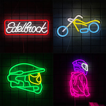 Edelbrock Neon Sign,LED Racing Car Motorcycle Retro Design Neon Sign, Garage Auto Repair Shop Bar Game Room Decor,Birthday Gifts