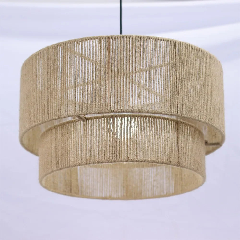 JOYINLED 2-Layers Hand Woven LED Chandelier 45CM E27 for Dining Room Kitchen Pendant Light Home Decor Hanging Light Fixture