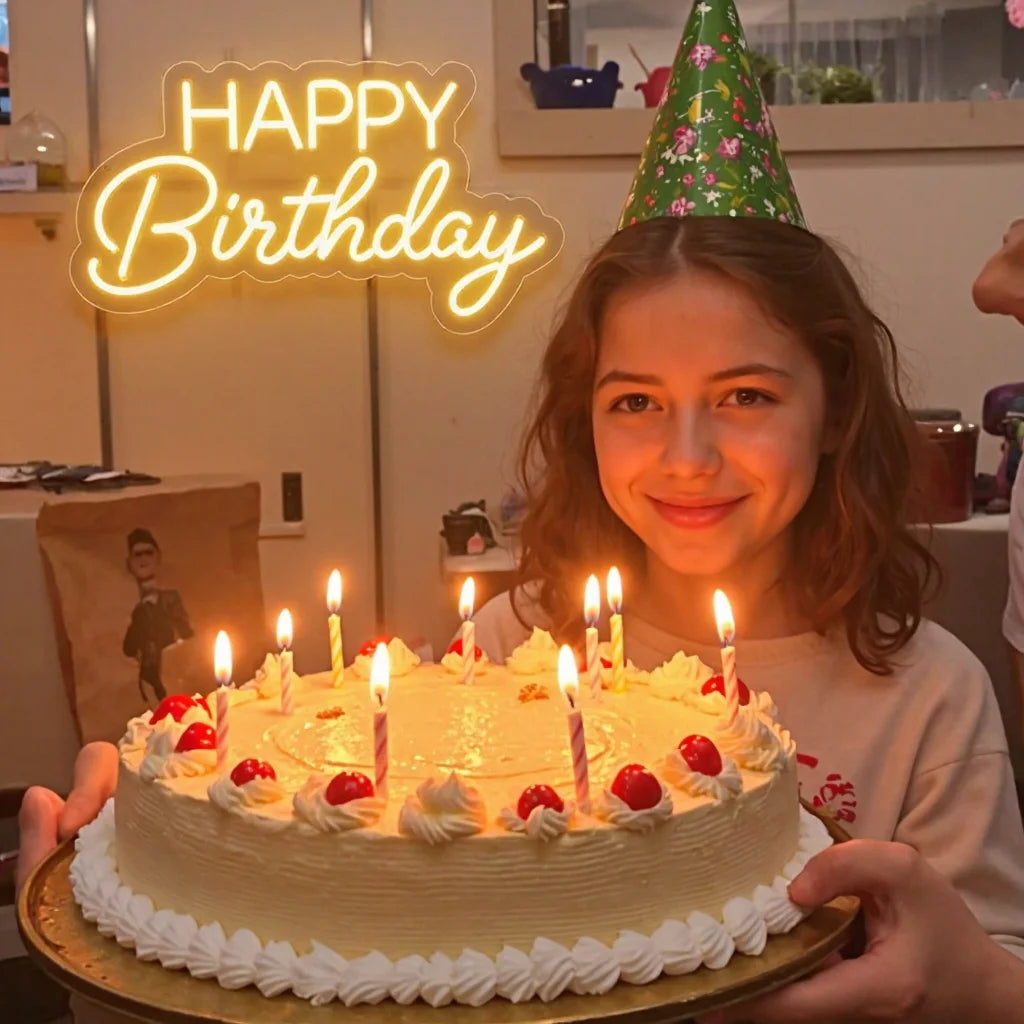 Happy Birthday neon sign LED neon light for  Birthday Party Decoration Baptism Bar Restaurant bedroom wall decoration lights