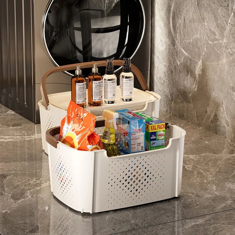 Foldable Laundry Basket Household with Wheels Bathroom Dirty Laundry Basket Handheld Toys Dolls Storage Basket Home Organization