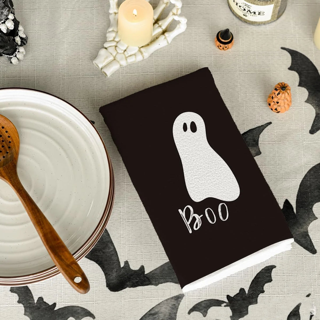 Boo Ghost Halloween Kitchen Towels Dish Towels Holiday Ultra Absorbent Drying Cloth Hand Towels home fall Halloween Decoration