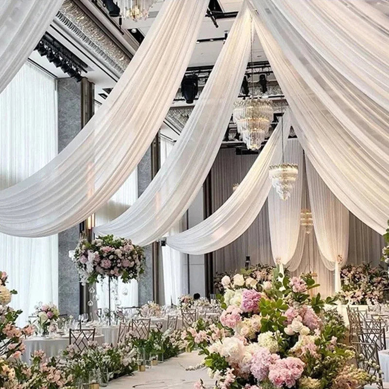 6m Wedding Arch Drape Chiffon Organza Tulle Sheer Fabric Draping Curtain Drapery Wedding Ceremony Backdrop Draping Decorations