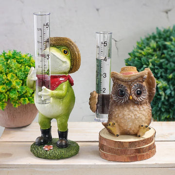Animal-Shaped Rain Gauge Creative Resin Rain Gauge Sculpture Outdoor Garden Decorative Ornament