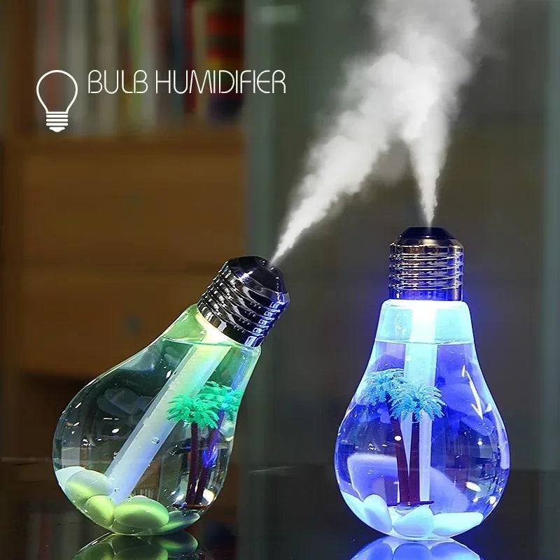 Creative USB Electric Bulb Humidifier Mini Colorful Night Light Micro Landscape Desktop Decoration Diffuser for Bedroom Home