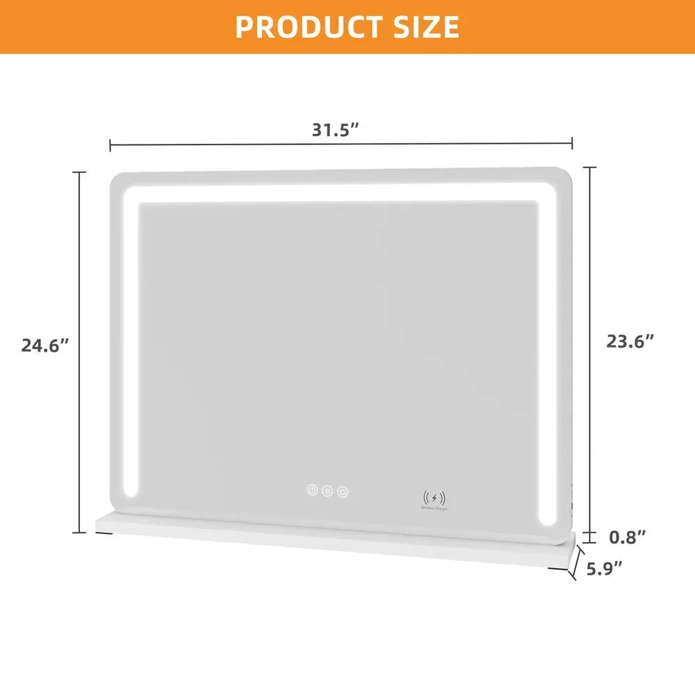 31.5" Vanity Makeup Mirror w/ Smart Touch Control,Crafted with high-quality glass