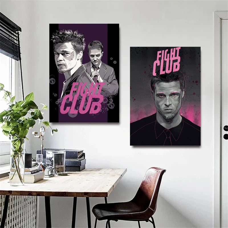 Classic Movie Fight Club Brad Pitt Boxing Film Poster Canvas Painting HD Printed Wall Art Pictures Beroom Gym Home Decor