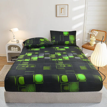3D Printed Bed Sheet Single/Queen/King Size Fitted Bed Sheet Skin-friendly Geometric Style Bed Sheet on Elastic sabana para cama