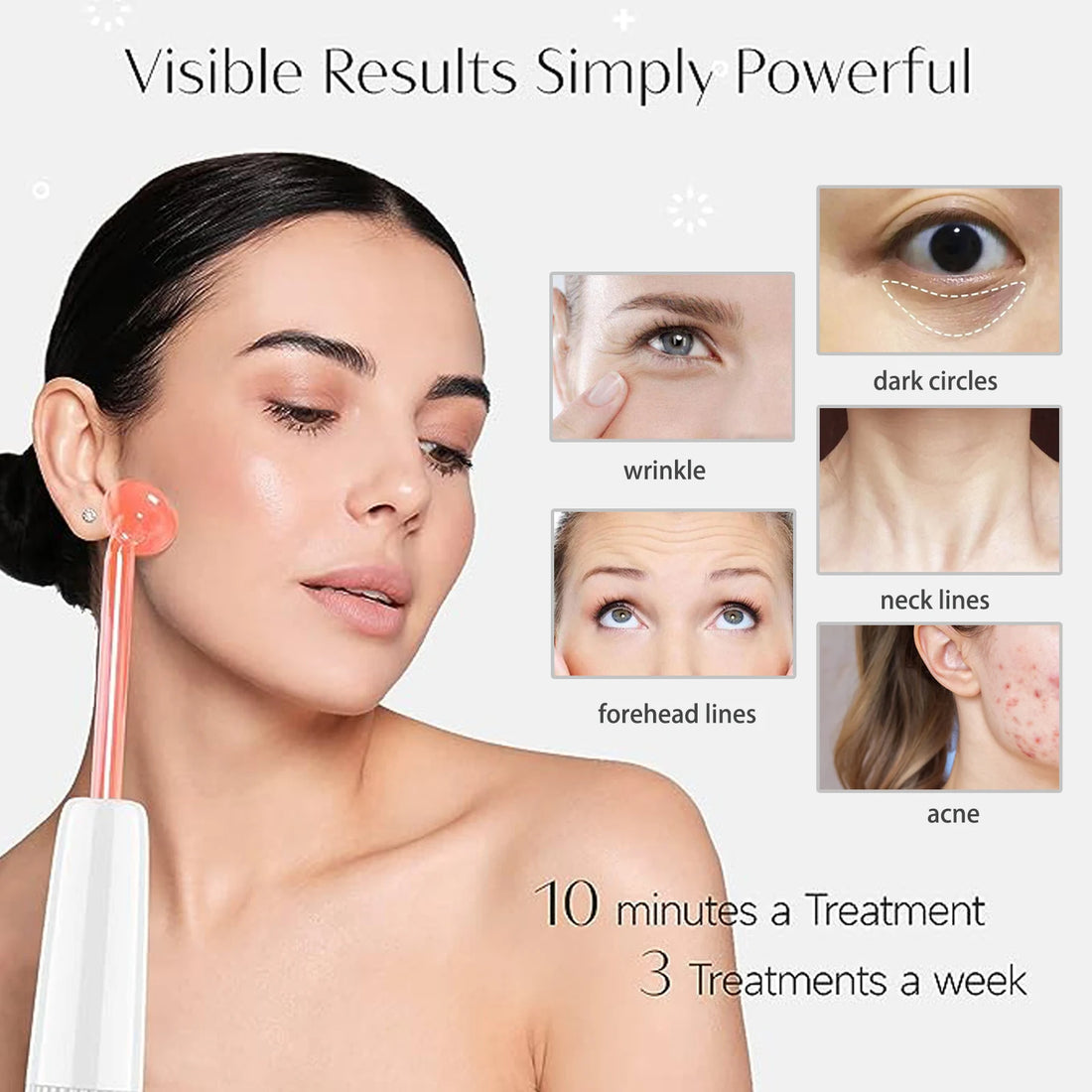 Darsonval High Frequency Facial Machine Skin Therapy With 4 Combination Neon Argon Wands  Remove Wrinkles Acne Beauty Facial