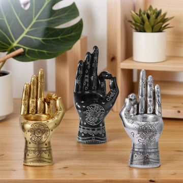 1PC,Halloween party resin material, left hand with three fingers, Sun and three fingers decorative statue