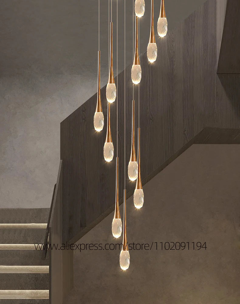 New Chandelier Lighting Ceiling Lamp Led living Room Chandelier Modern Indoor Lustre Hanging Lamp Crystal Staircase Chandelier