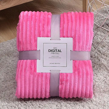 Thickened Striped Faux Rabbit Fur Blanket, Milk Velvet Flannel Throw, Ultra Soft Warm for Couch Bed Sofa All Seasons