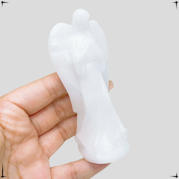 105MM Angel Statue Natural Crystal Raw Stones White Jade Angel Hand Carved Model Figurine Crystal Healing Home Decoration Gifts