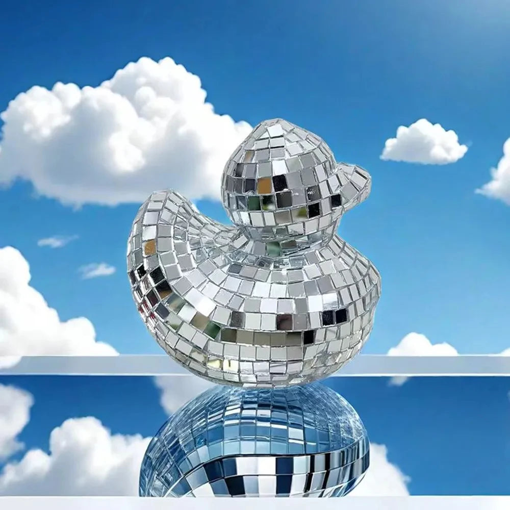 Creative Disco Ball Decor Duck Shape Handicrafts Glass Mirror Mirror Disco Balls Hanging Disco Ball Portable for 70s Party