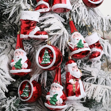 Creative Santa Claus Hanging Ornaments Waterproof Painted Christmas Ball Delicate Christmas Tree Decoration Pendant New Year