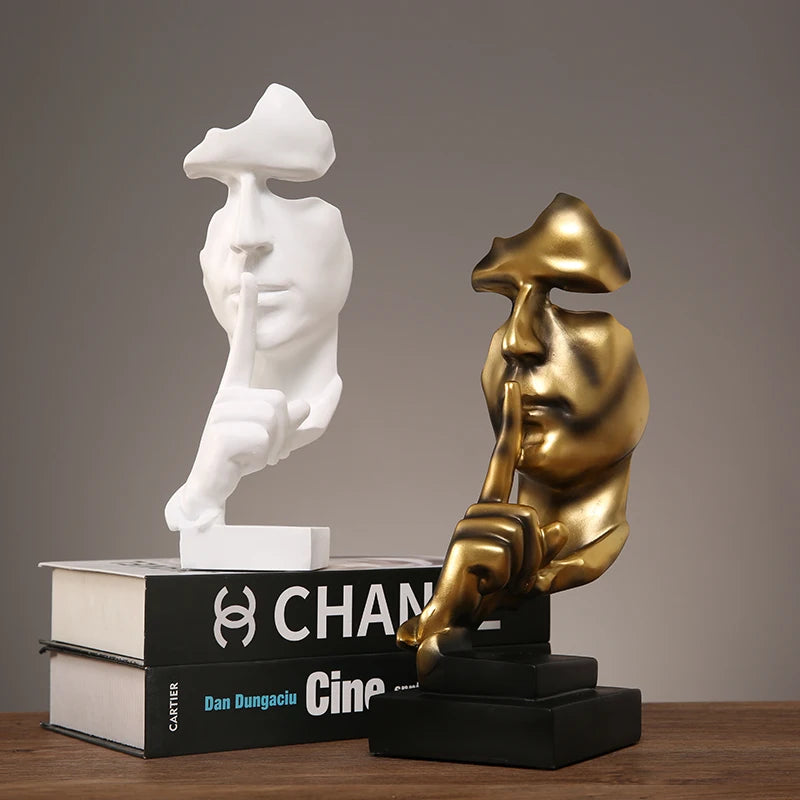 Scandinavia Minimalist "Silence is Golden" Sculpture - CeramicAbstractDecor for LivingRoom Bookshelf & Office Zen ArtHomeAccent