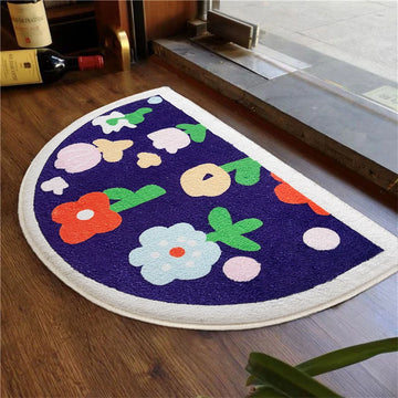 Semicircular bathroom imitation cashmere floor mat bathroom absorbent foot mat non-slip carpet home decorative mat