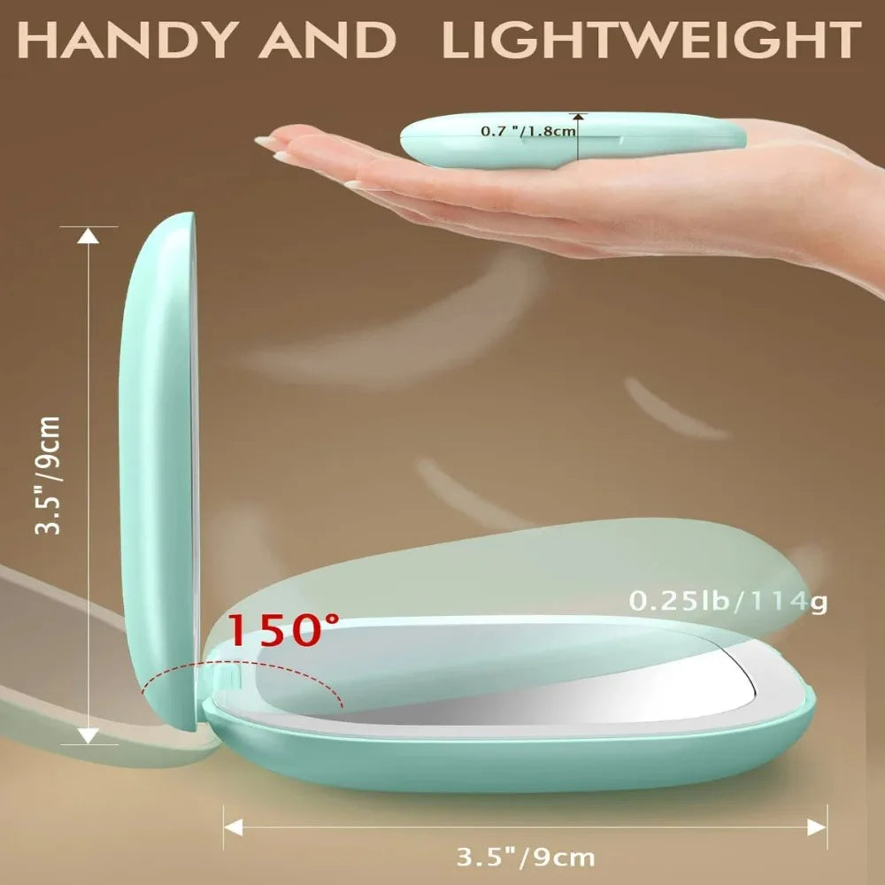 Double-Sided Light 1X/5X Magnification LED Cosmetic Mirror Square Folding Light And Portable Light LED Makeup Mirror Portable