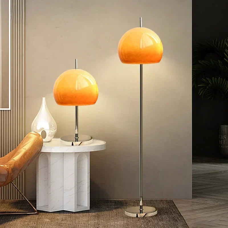 Vintage living room Bauhaus glass floor lamp gradient orange mushroom floor lamp living room bedroom atmosphere LED desk lamp
