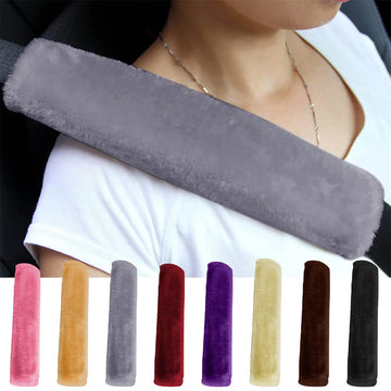 2 Pack Soft Faux Sheepskin Universal Car Seat Belt Pads Cover Seat Belt Shoulder Strap Covers Shoulder Pad For Car & Backpack