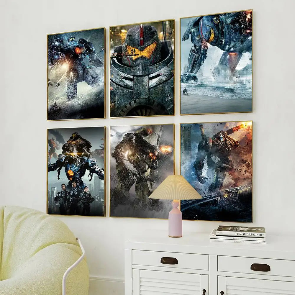 Movie P-Pacific R-Rim Poster Self Adhesive Painting Living Room Office Decoration Bedroom Home Wall Sticker Prints