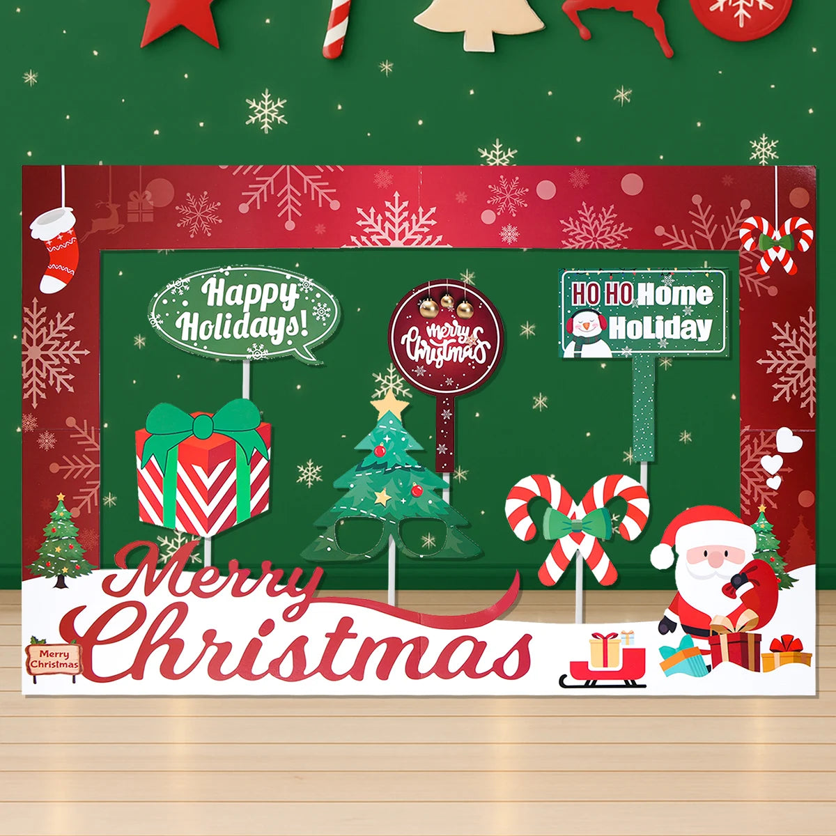 Christmas Paper Photo Frame Merry Christmas Party Decoration 2025 Xmas Santa Claus Photo Frame Navidad Natal New Year Gift 2026