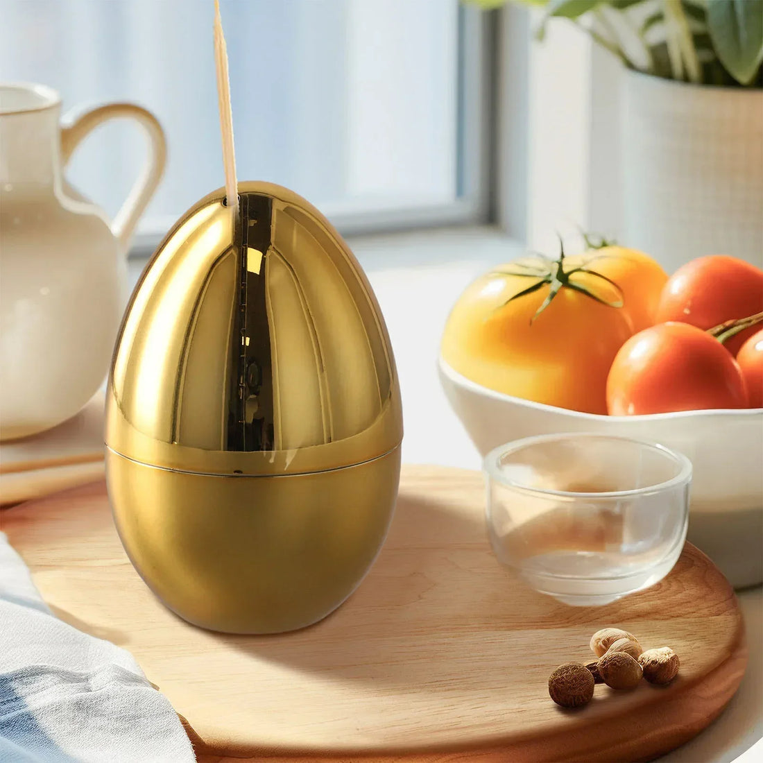 1pcs Creative Egg-shaped Toothpick Jar Electroplating Plastic Toothpick Box Storage Box Ornaments Home Decoration