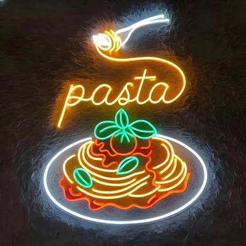 Pasta Neon Sign USB Dimmable LED Neon Light Sign Wall Art Decoration for Gameroom Bedroom Livingroom Bar Party Birthday Gifts