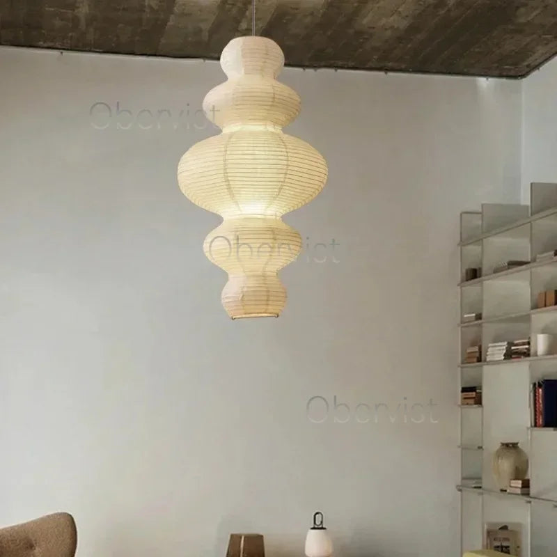 Japanese Style Wabi Sabi E27 Pendant Lamp Stairs Led Hanging Light Rice Paper Suspend Chandelier Indoor Led Luminarias Fixtures