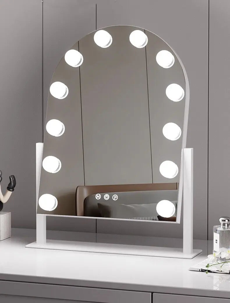 Lighted Vanity Makeup Mirror with Lights Touch Control 3 Color Lighting Detachable 15X Magnification for Bedroom 360°Rotation