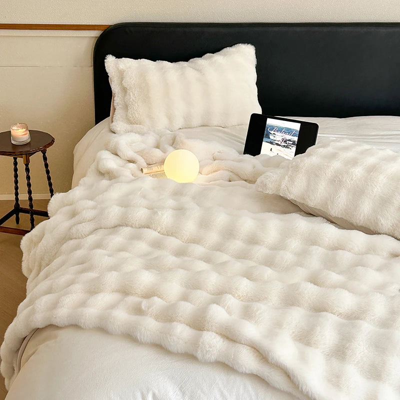 1Pc Accessible Luxury High-End Milk Velvet Blanket Cover Blanket Suitable for Bedroom Apartment Office Leisure Winter Thickeneded Soft Skin-Friendly Pure Color Vrzone 180/200cm