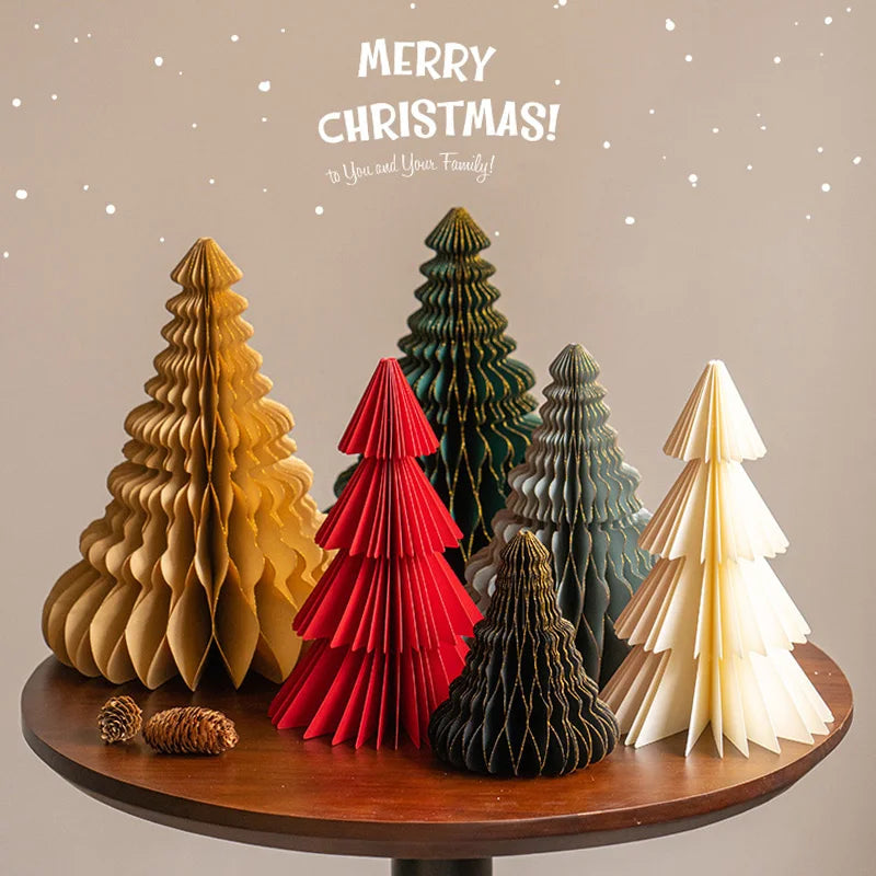 Christmas Tree Honeycomb Ball Decoration 3D Merry Christmas Ornament Paper Hanging Xmas Tree Model 2026 Party Favors Navidad