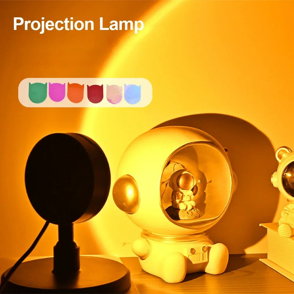 USB Sunset Rainbow Lamp Projector Atmosphere Led Desk Lamp Photographic for Shop Background Wall Decoration Lighting
