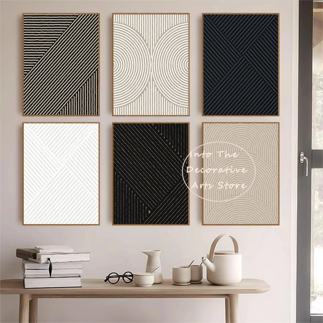 Modern Neutral Abstract Black Beige Minimalist Bohemian Style Poster Canvas Paintings Wall Art Pictures Home Decor