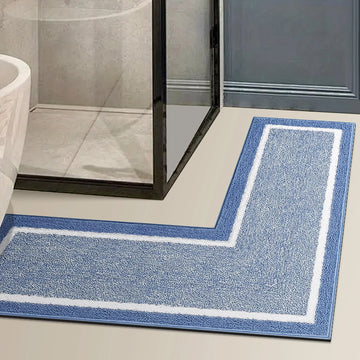 Diatomaceous Earth Bathroom Non-Slip Mat 2D Flat L-Shaped Absorbent Floor Mat for Shower Room Entrances