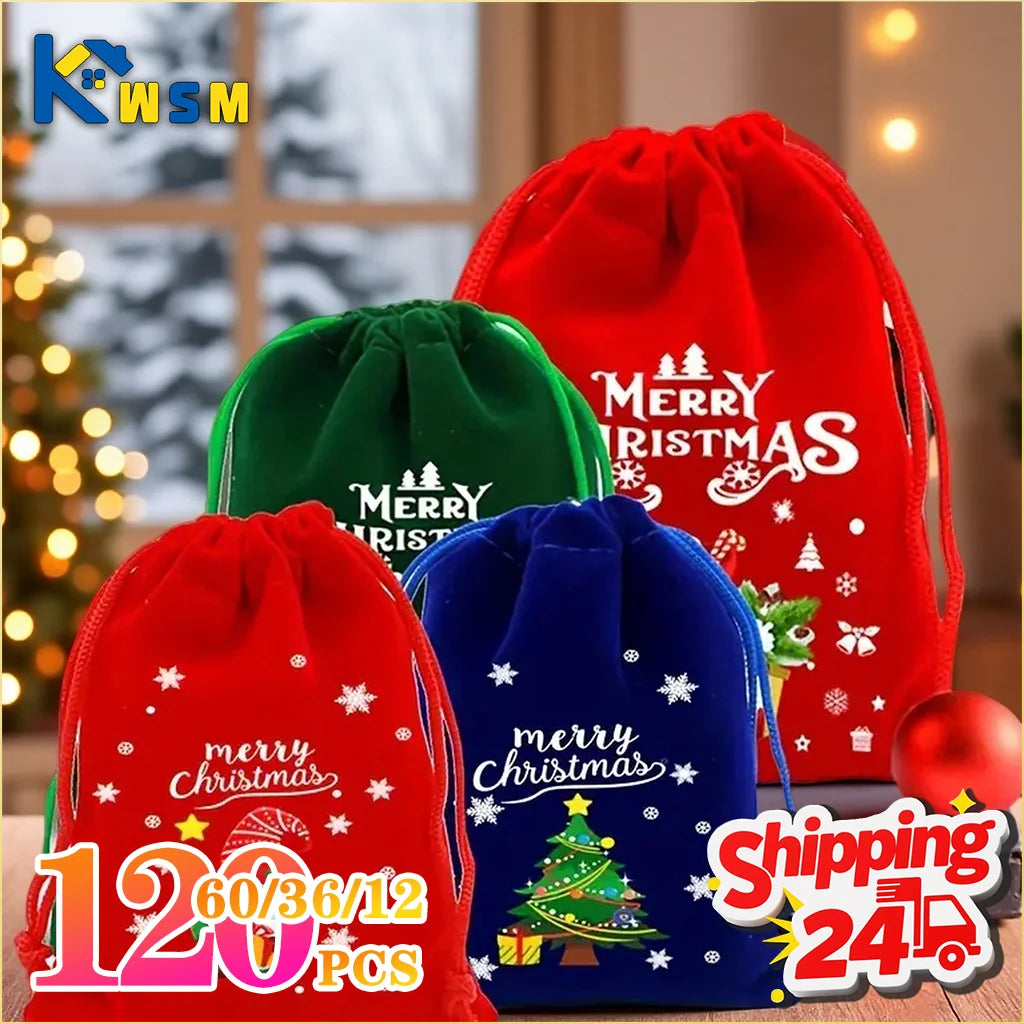 Christmas Drawstring Gift Bags Sugar Cookie Storage Bags Gift Bags for Christmas and New Year Celebrations Christmas Decoration