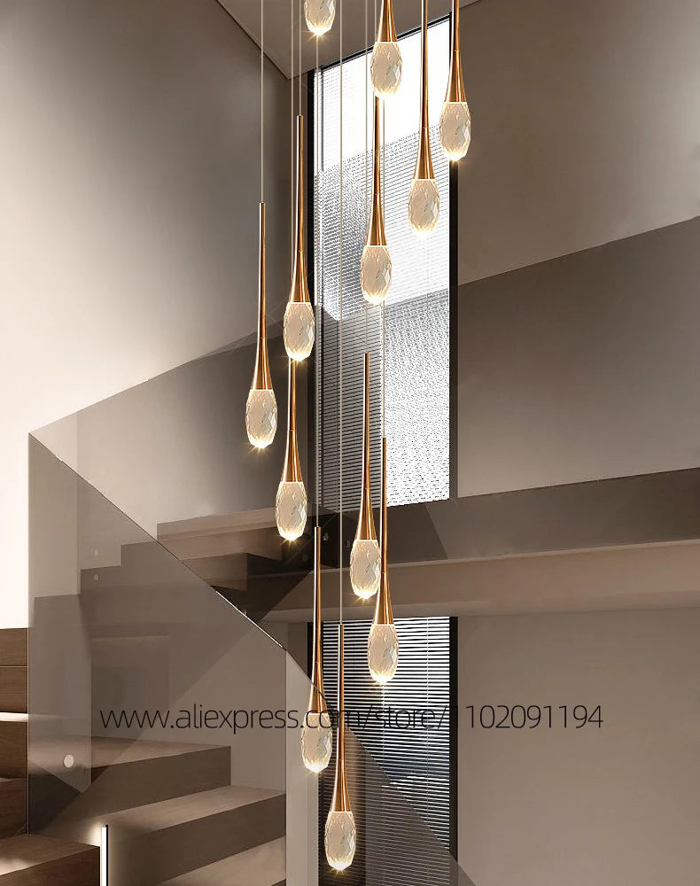 New Chandelier Lighting Ceiling Lamp Led living Room Chandelier Modern Indoor Lustre Hanging Lamp Crystal Staircase Chandelier