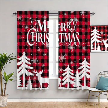 Christmas Curtain Merry Christmas Decoration for Home 2024 Pendant Xmas Door Curtain Ornaments Navidad Natal New Year Gift 2025